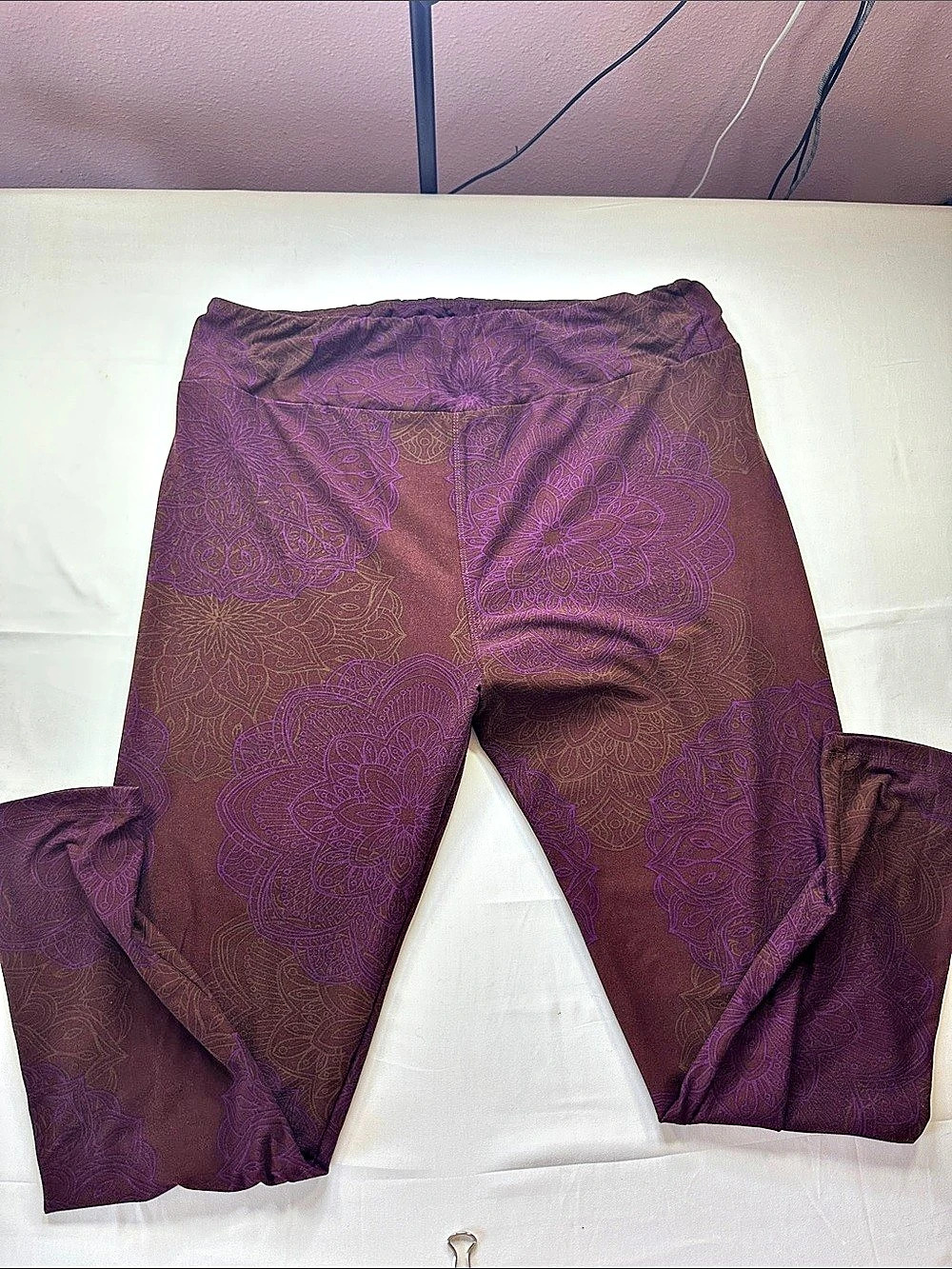 LuLaRoe Floral Leggings in Purple & Brown